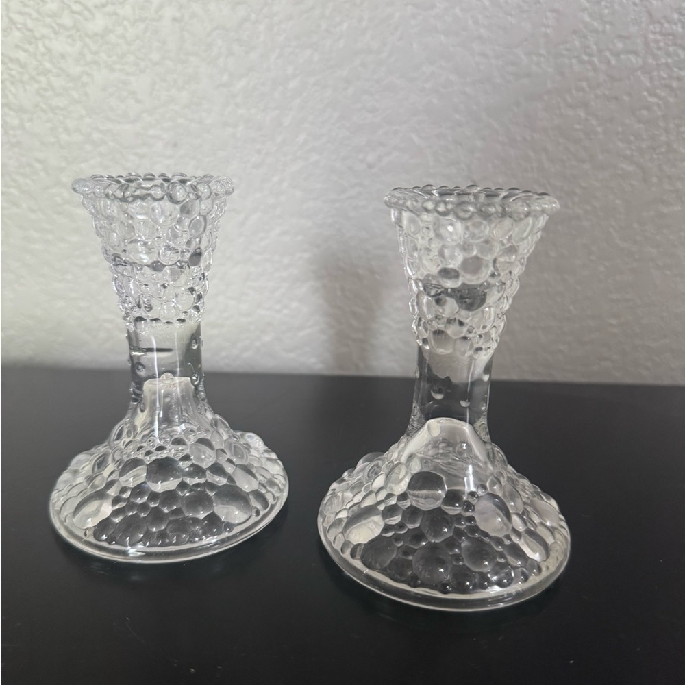 PartyLite Gray Crystal Candle Holders Elegant Accents